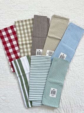 NEW x8 Kitchen Towel Bundle Cotton Stripes Checks Checkered Farmhouse Gingham